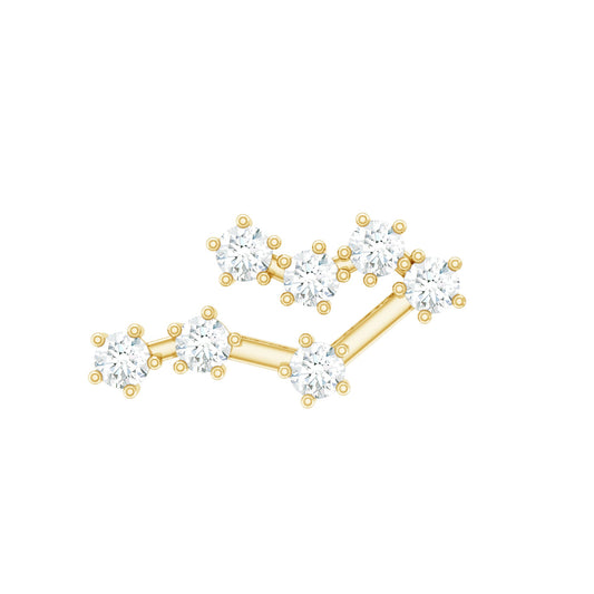 Round Diamond Gemini Zodiac Cartilage Earring