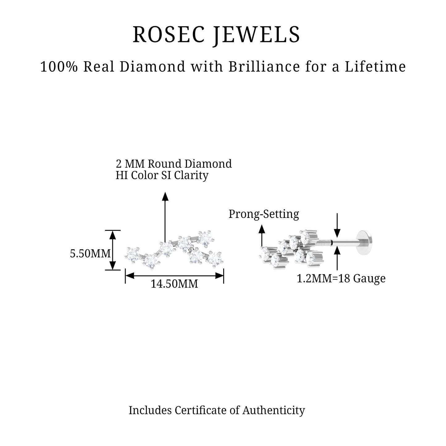 Diamond Virgo Constellation Earring for Cartilage Piercing