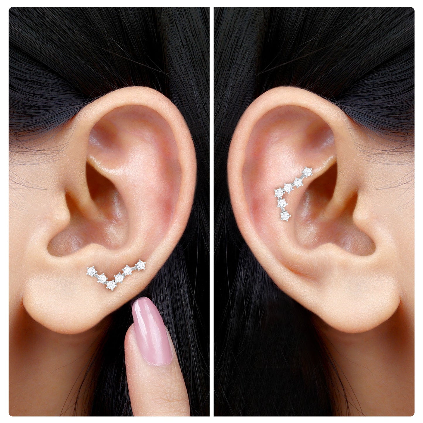 Diamond Pisces Zodiac Earring for Cartilage Piercing