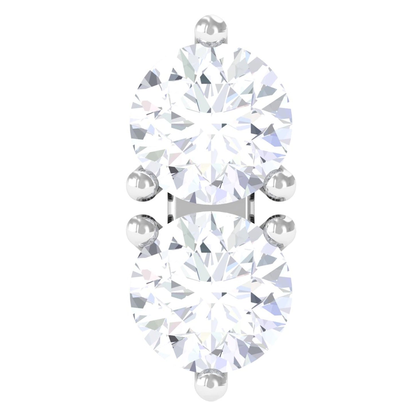 Natural Diamond 2 Stone Earring for Tragus Piercing