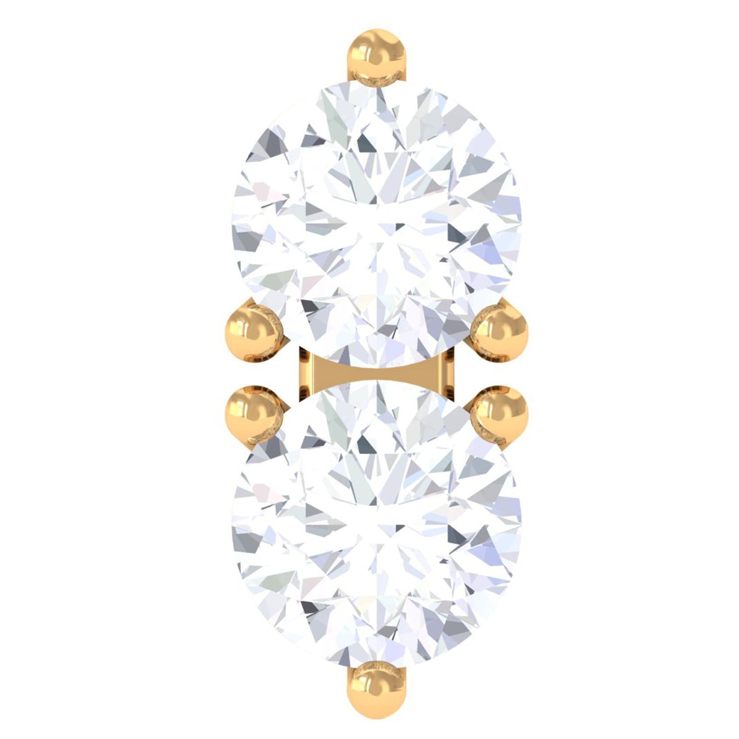 Natural Diamond 2 Stone Earring for Tragus Piercing