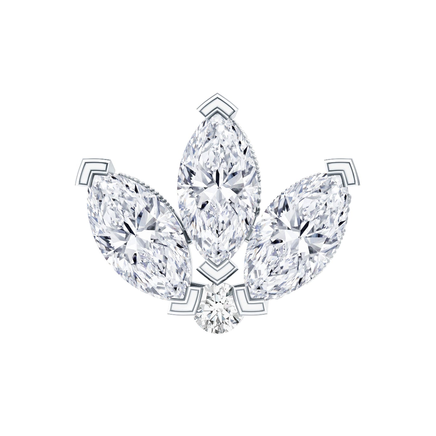 Marquise Diamond Lotus Flower Earring for Helix Piercing