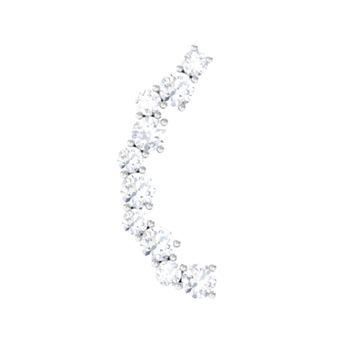 Round Cut Moissanite Ear Crawler Earring for Helix Piercing