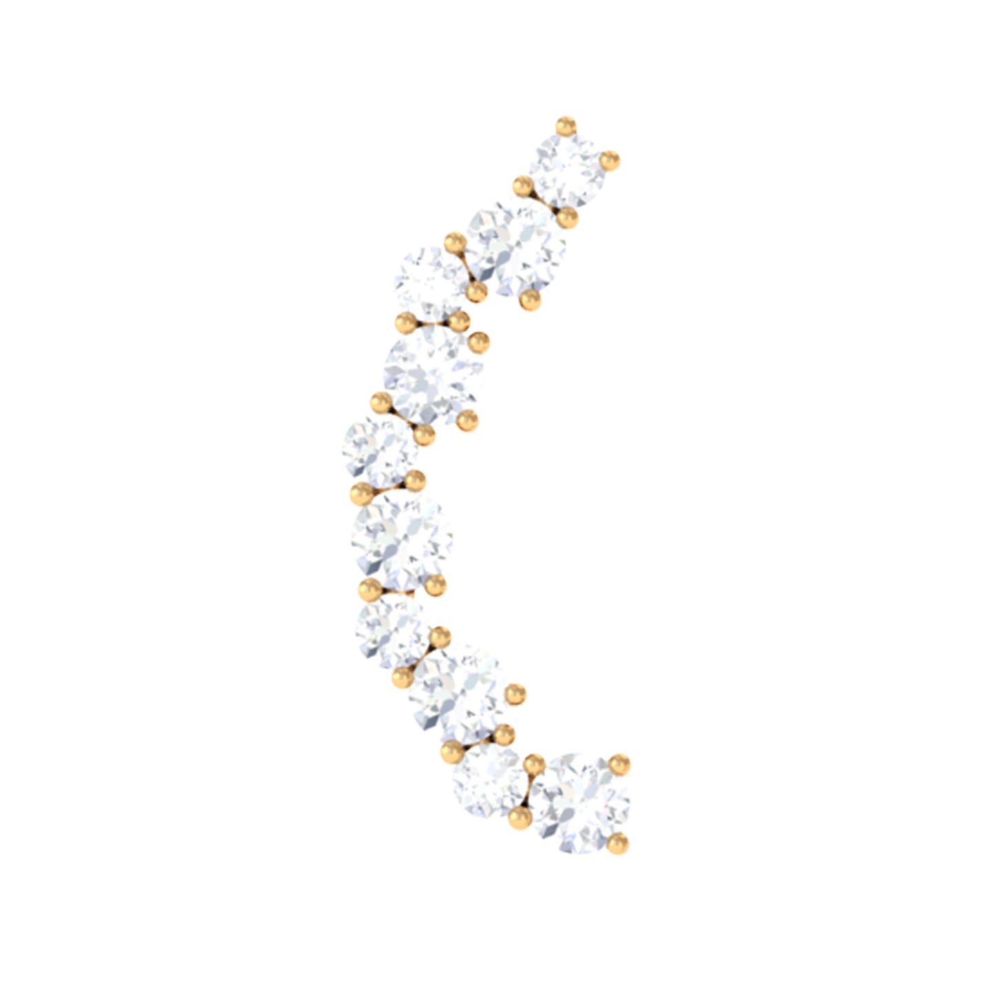 Round Cut Moissanite Ear Crawler Earring for Helix Piercing