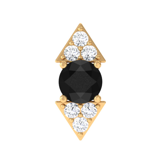 Dainty Black Onyx and Diamond Arrow Tragus Earring