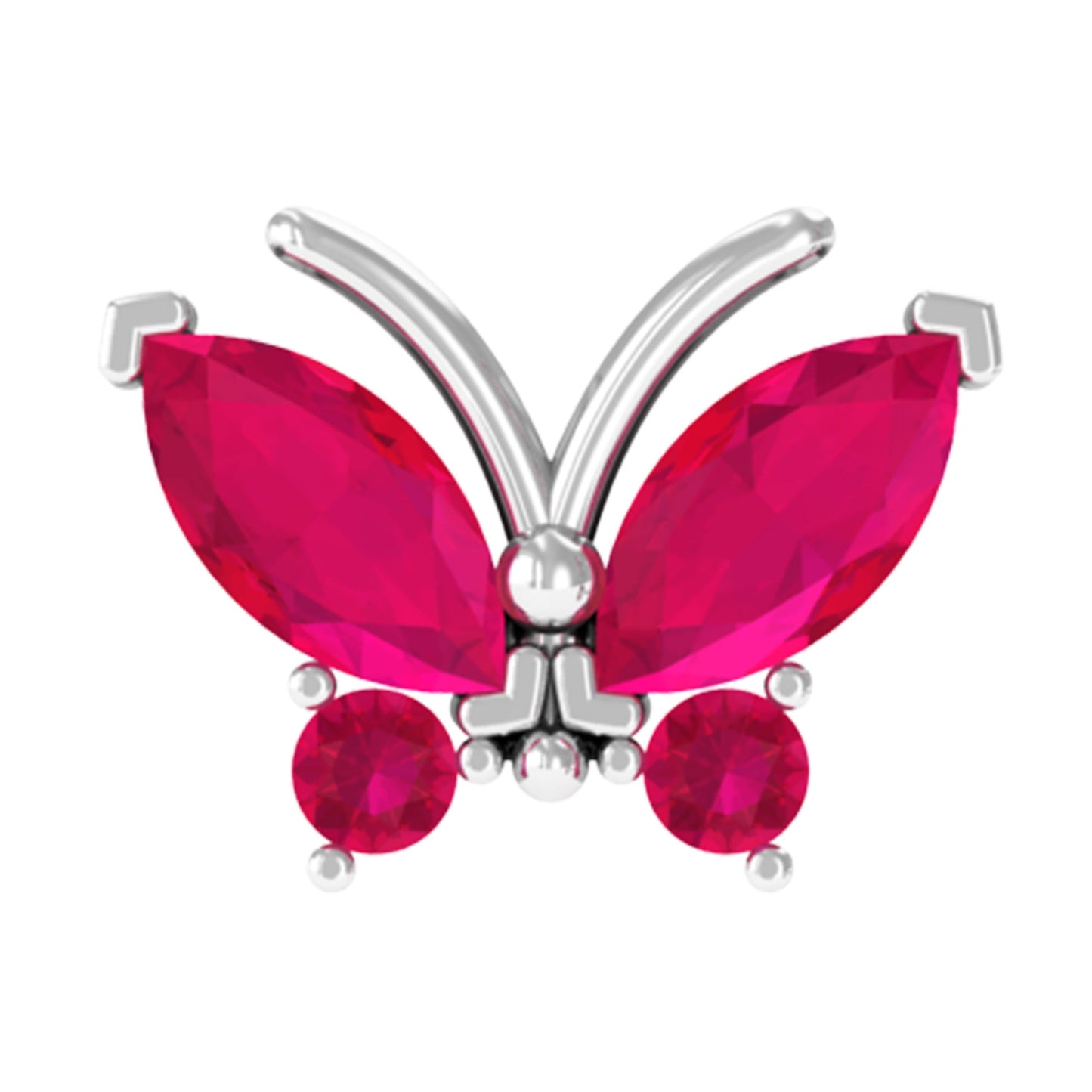 Real Marquise Cut Ruby Cute Butterfly Conch Earring