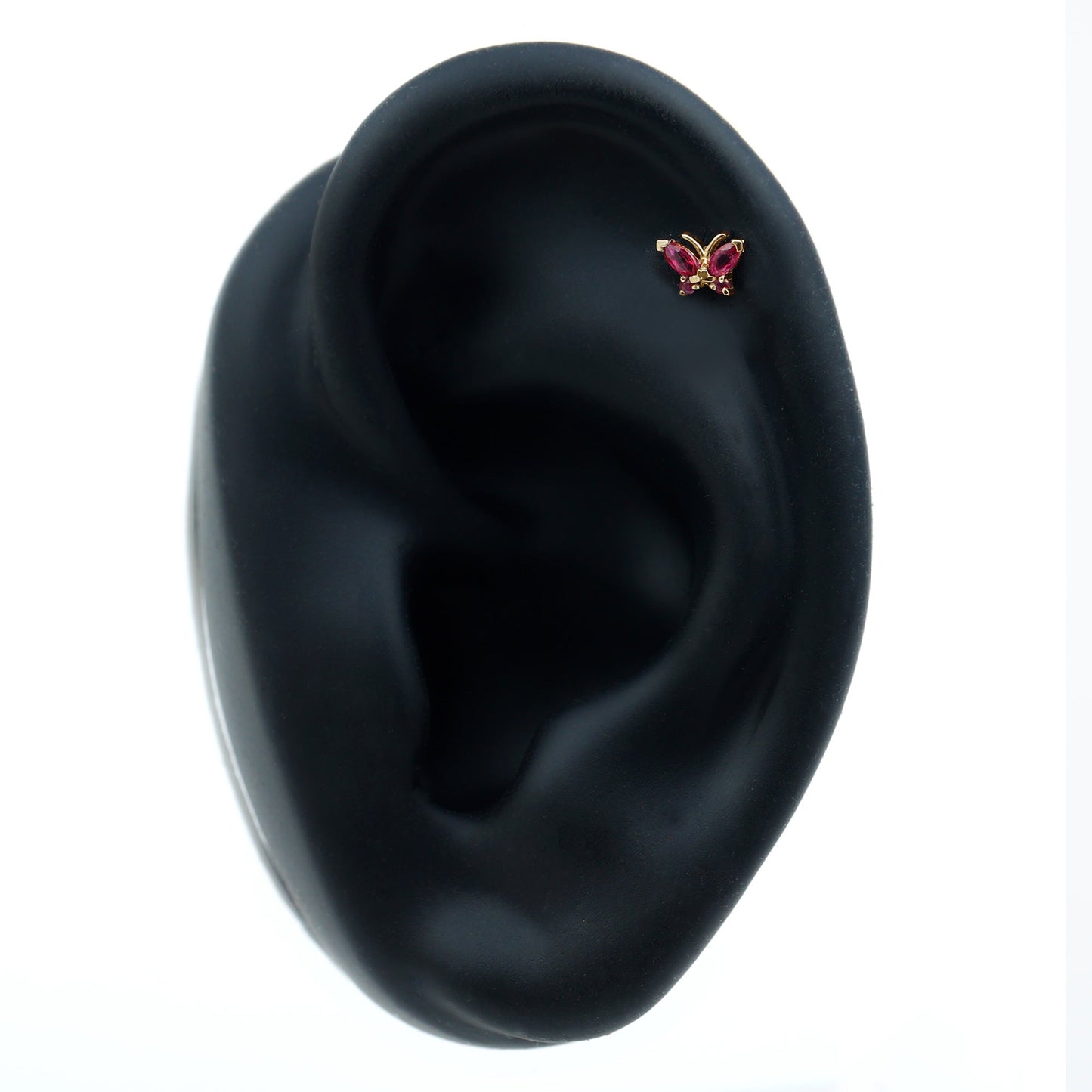 Real Marquise Cut Ruby Cute Butterfly Conch Earring