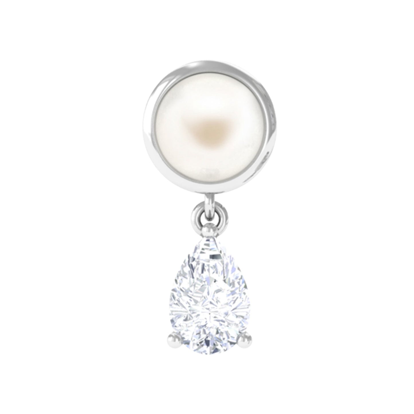 Freshwater Pearl and Moissanite Dangling Cartilage Earring