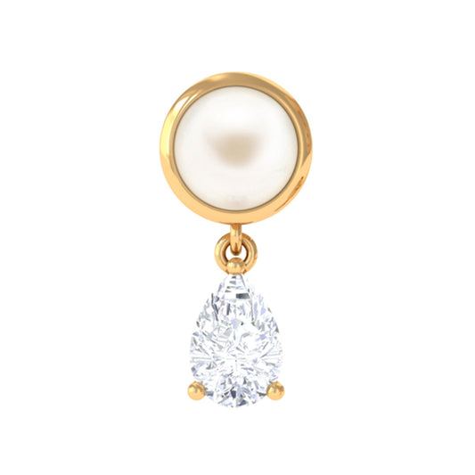 Freshwater Pearl and Moissanite Dangling Cartilage Earring
