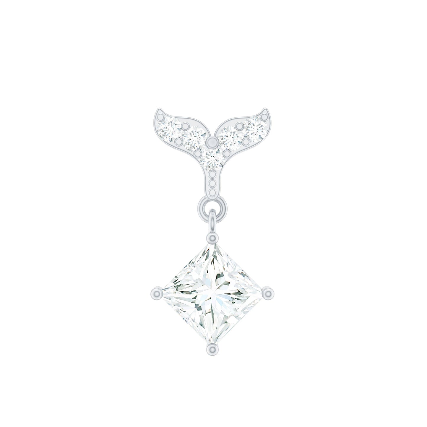 Fish Tail Diamond Drop Earring for Helix Piercing