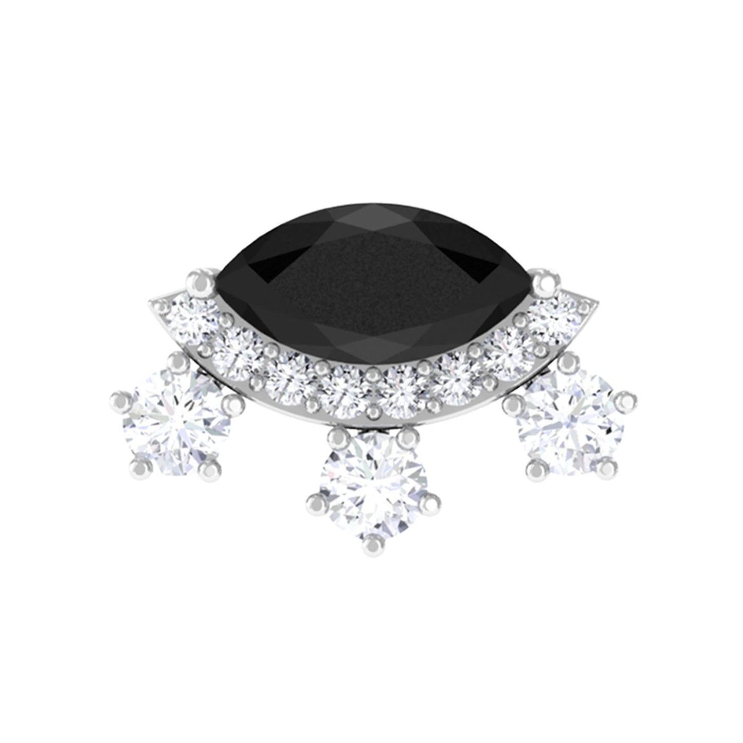 Genuine Black Onyx Gothic Cartilage Earring with Diamond