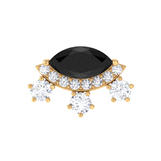 Genuine Black Onyx Gothic Cartilage Earring with Diamond