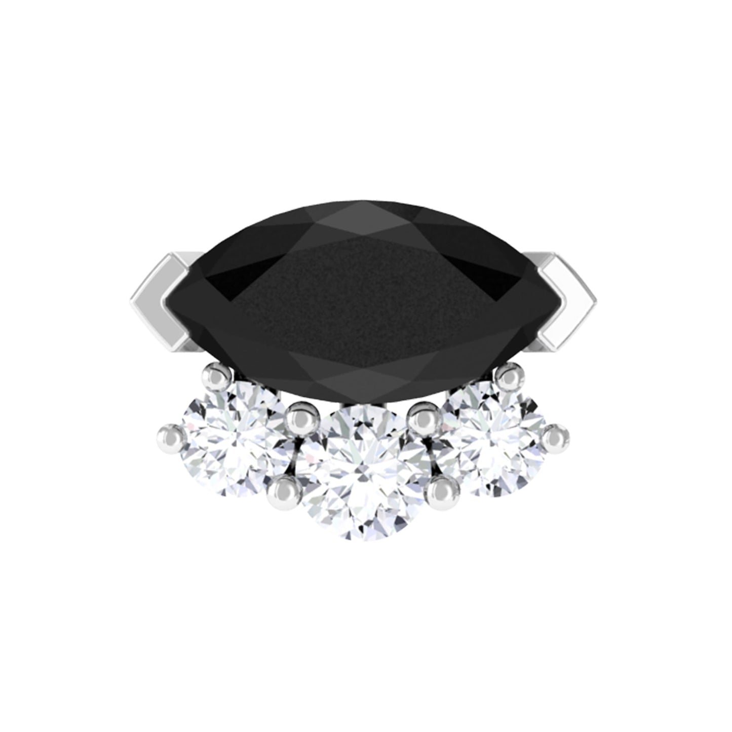 Marquise Black Onyx Helix Earring with Lab Grown Diamonds