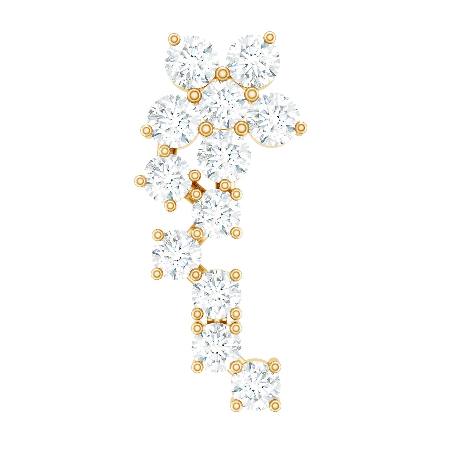 Diamond Floral Cluster Earring for Helix Piercing