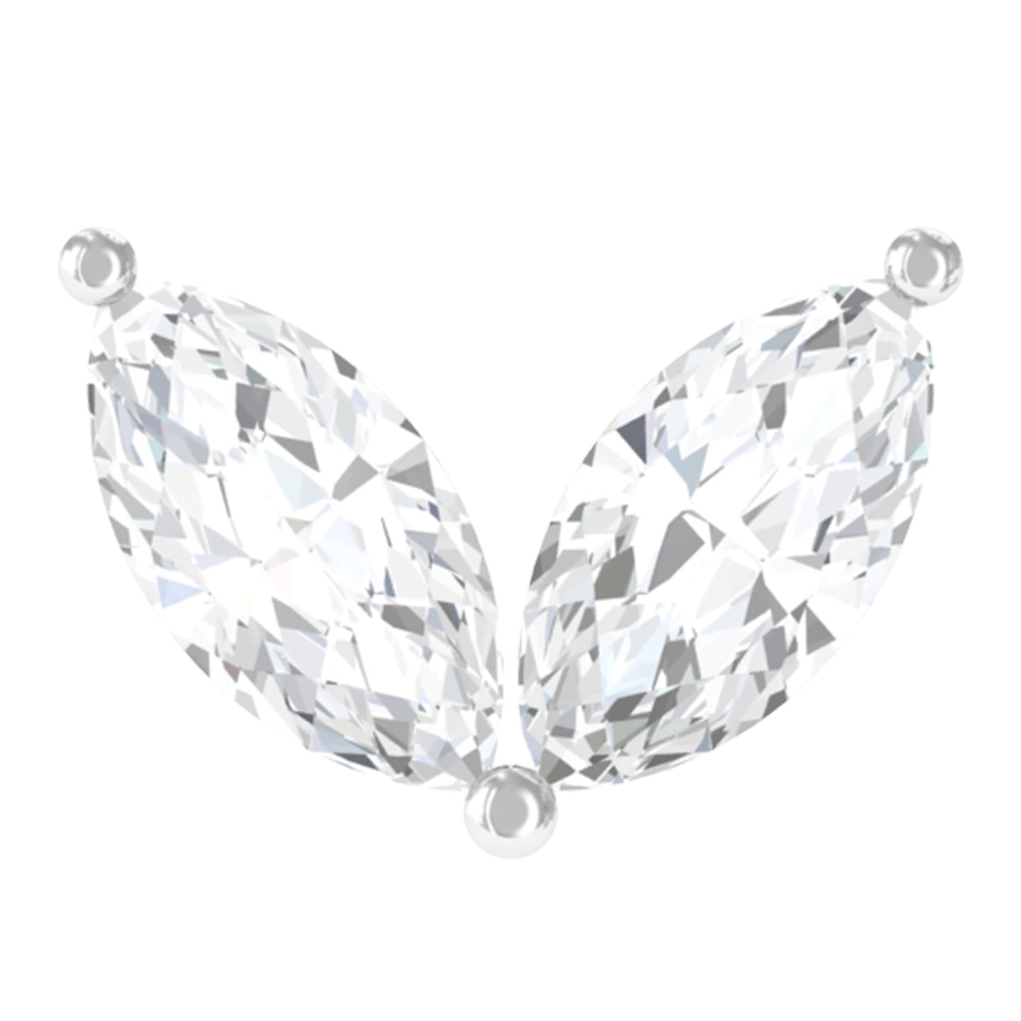 Marquise Diamond Two Stone Earring for Tragus Piercing