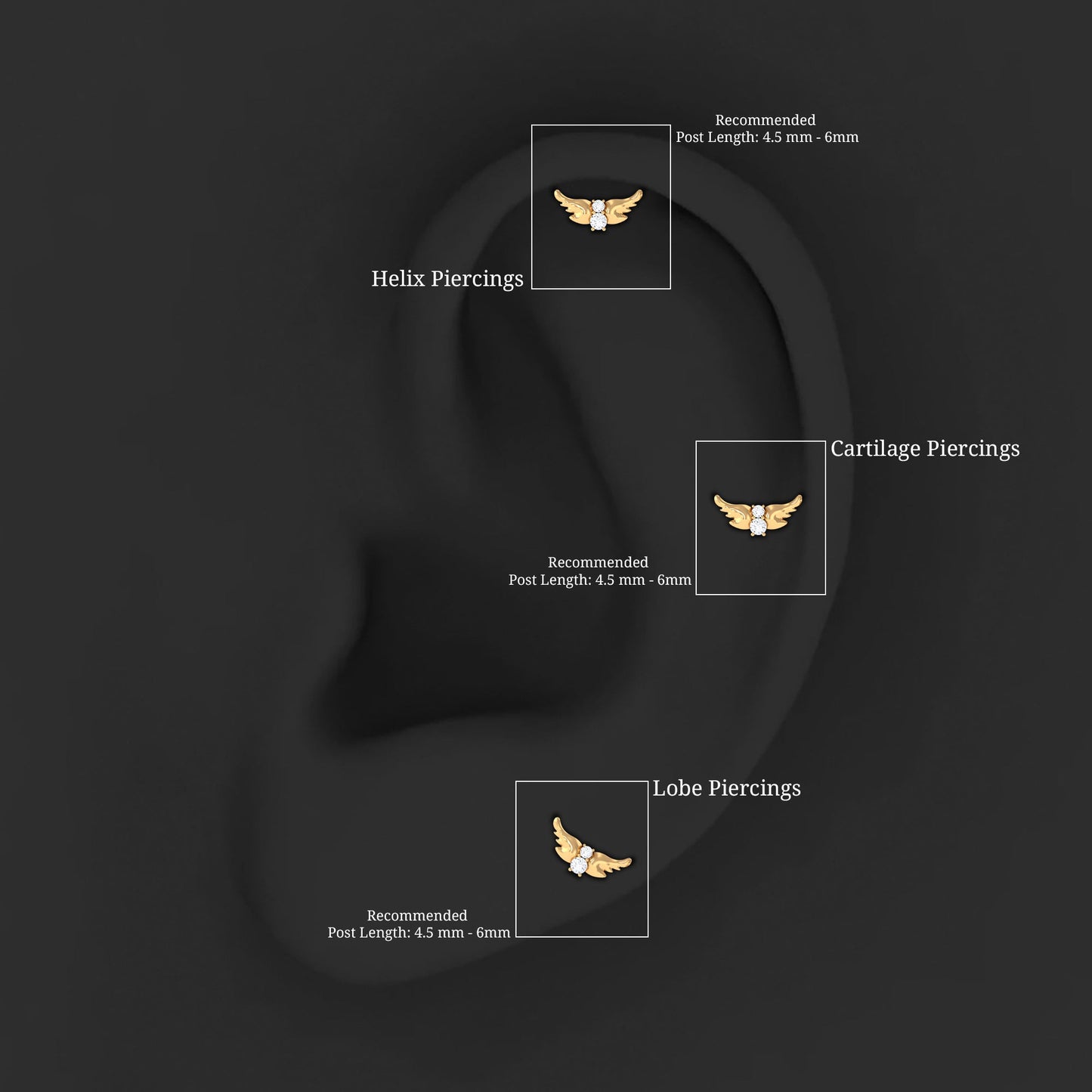 Animal Inspired Diamond Bird Earring for Helix Piercing