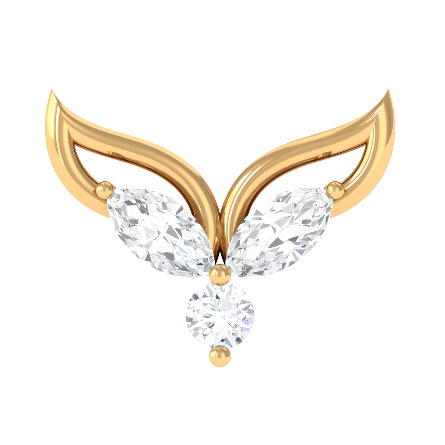 Marquise Diamond Leaf Earring for Cartilage Piercing
