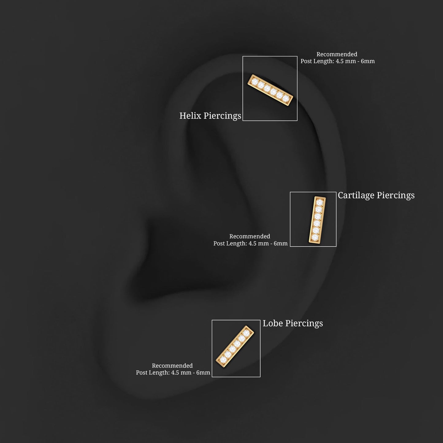 Diamond Bar Earring for Tragus Piercing