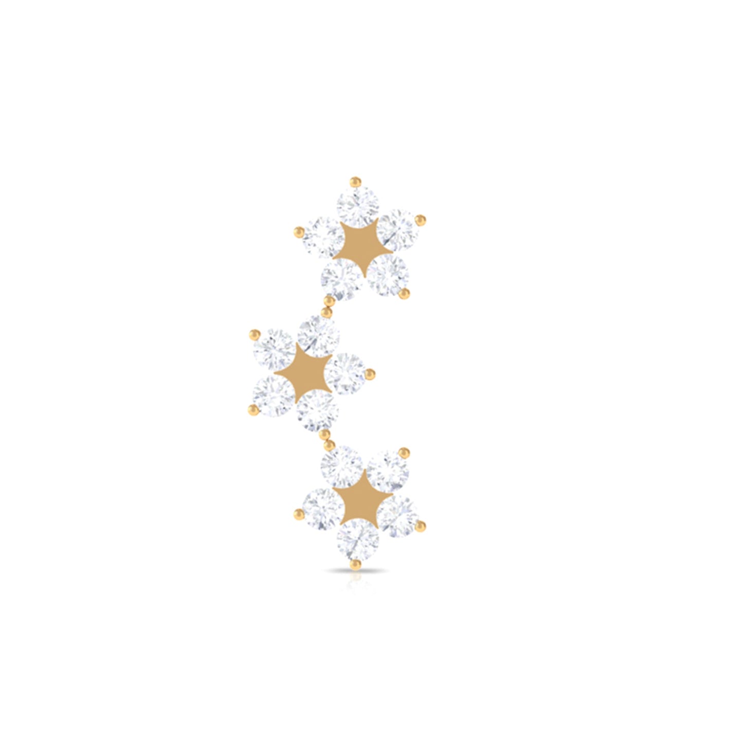 Elegant Diamond Flower Crawler Earring for Helix Piercing