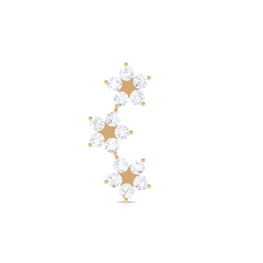Elegant Diamond Flower Crawler Earring for Helix Piercing