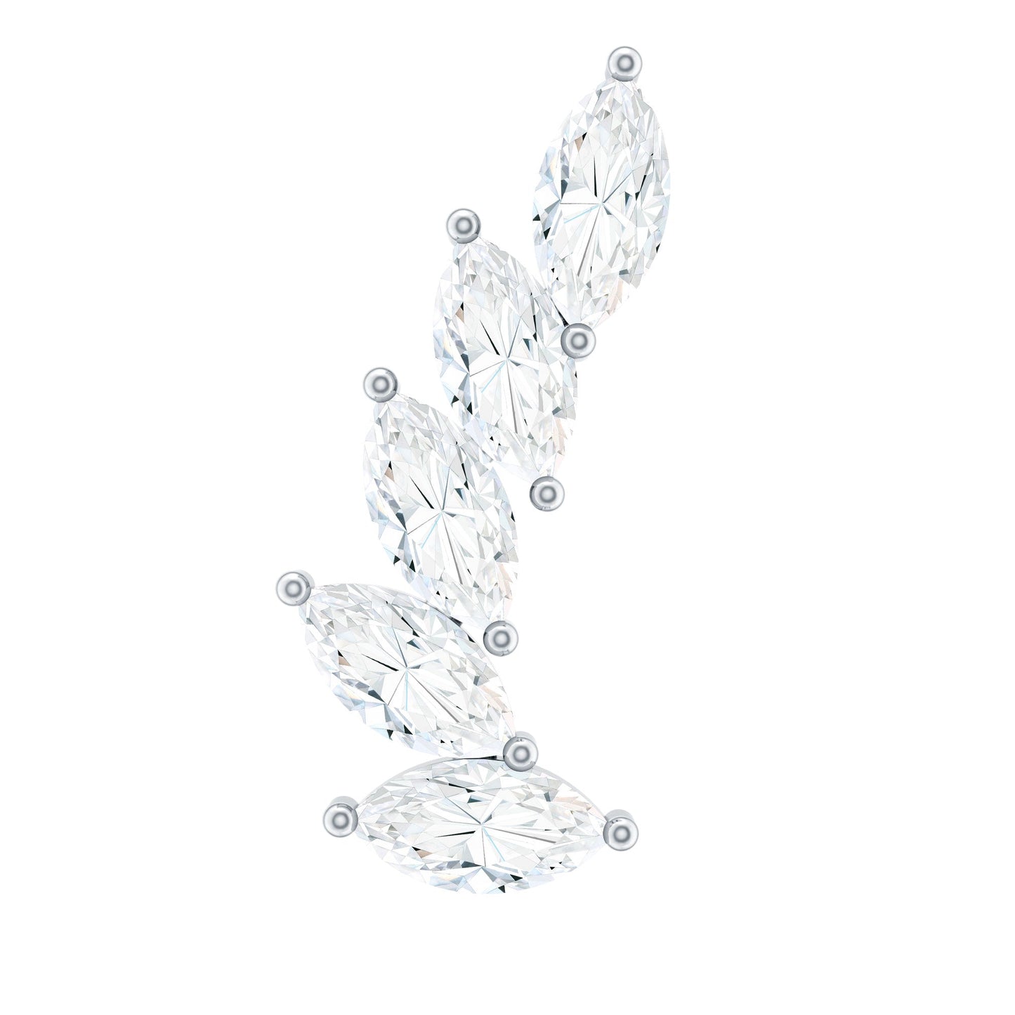 Marquise Moissanite Curved Helix Ear Crawler Earring