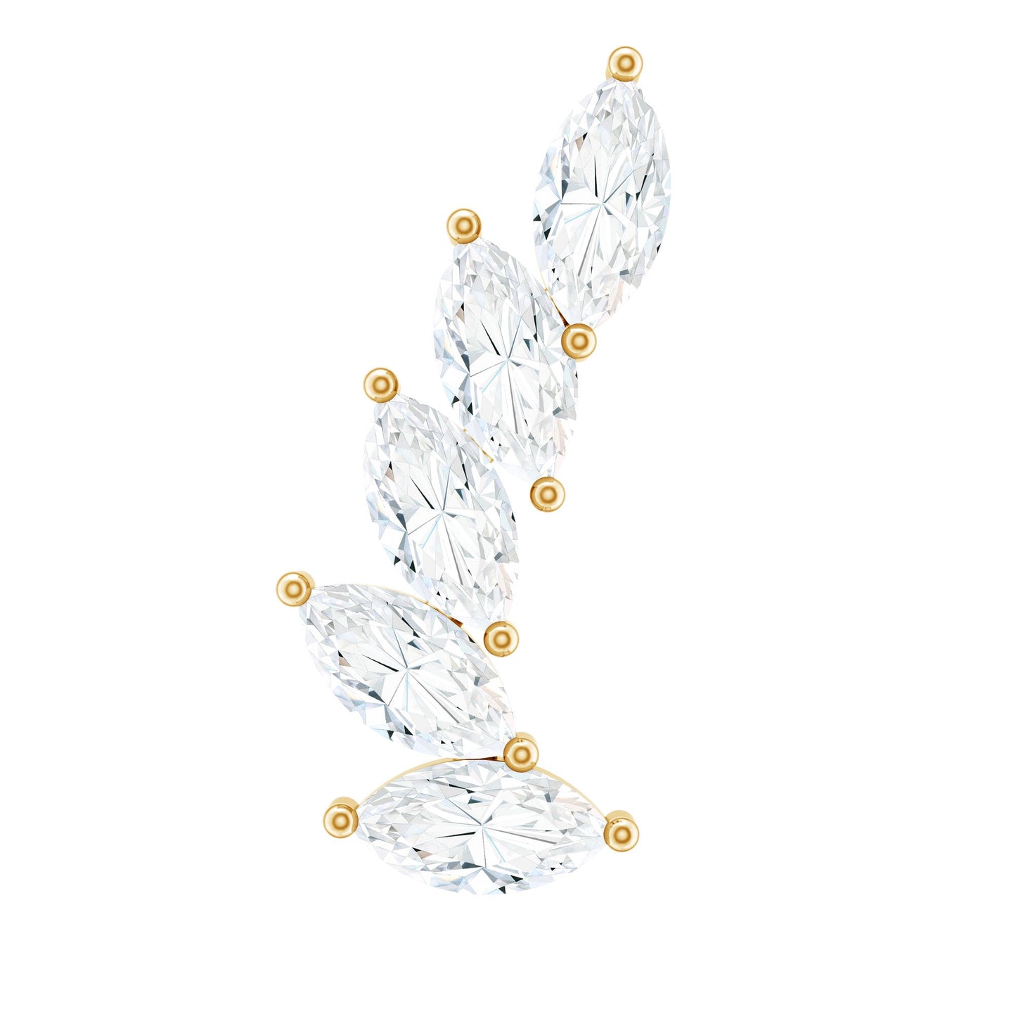 Marquise Moissanite Curved Helix Ear Crawler Earring