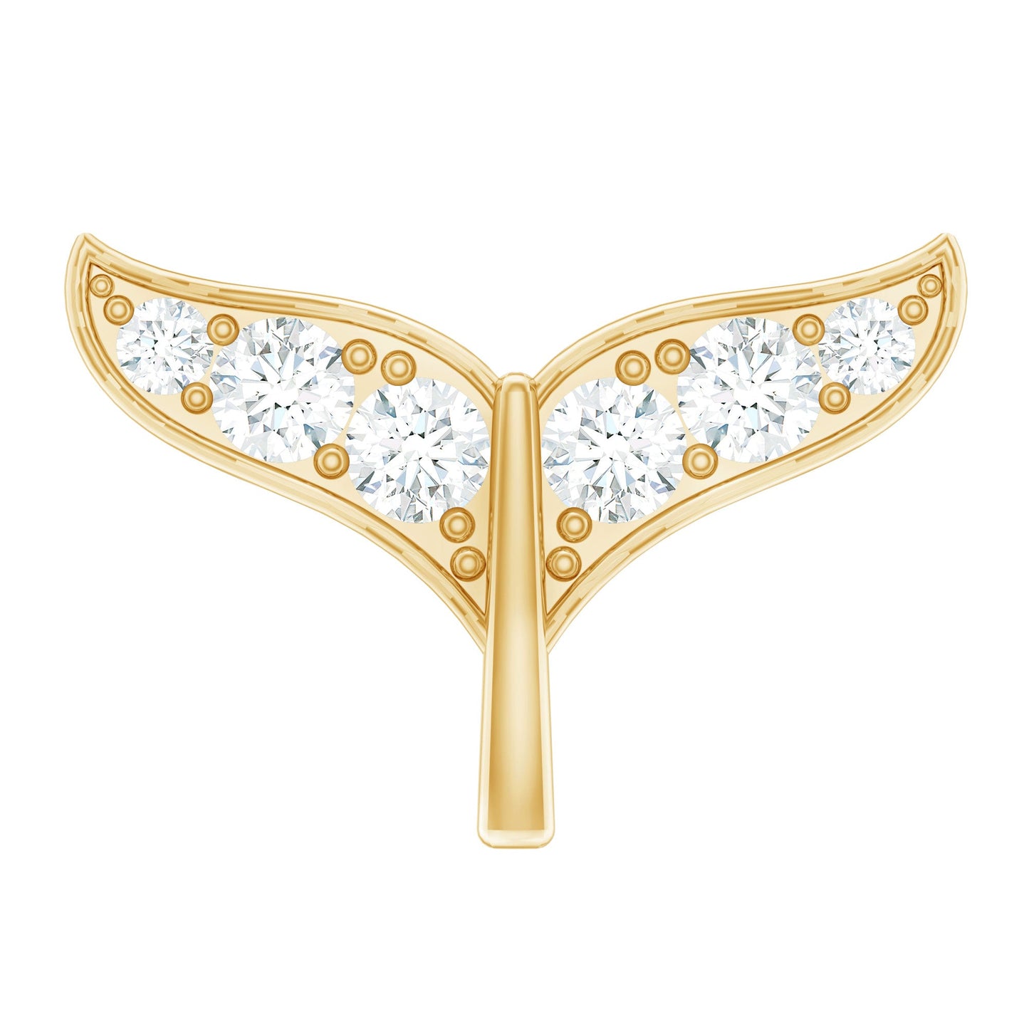 Moissanite Whale Tail Earring for Cartilage Piercing