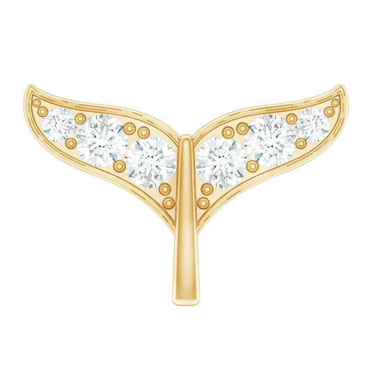 Moissanite Whale Tail Earring for Cartilage Piercing