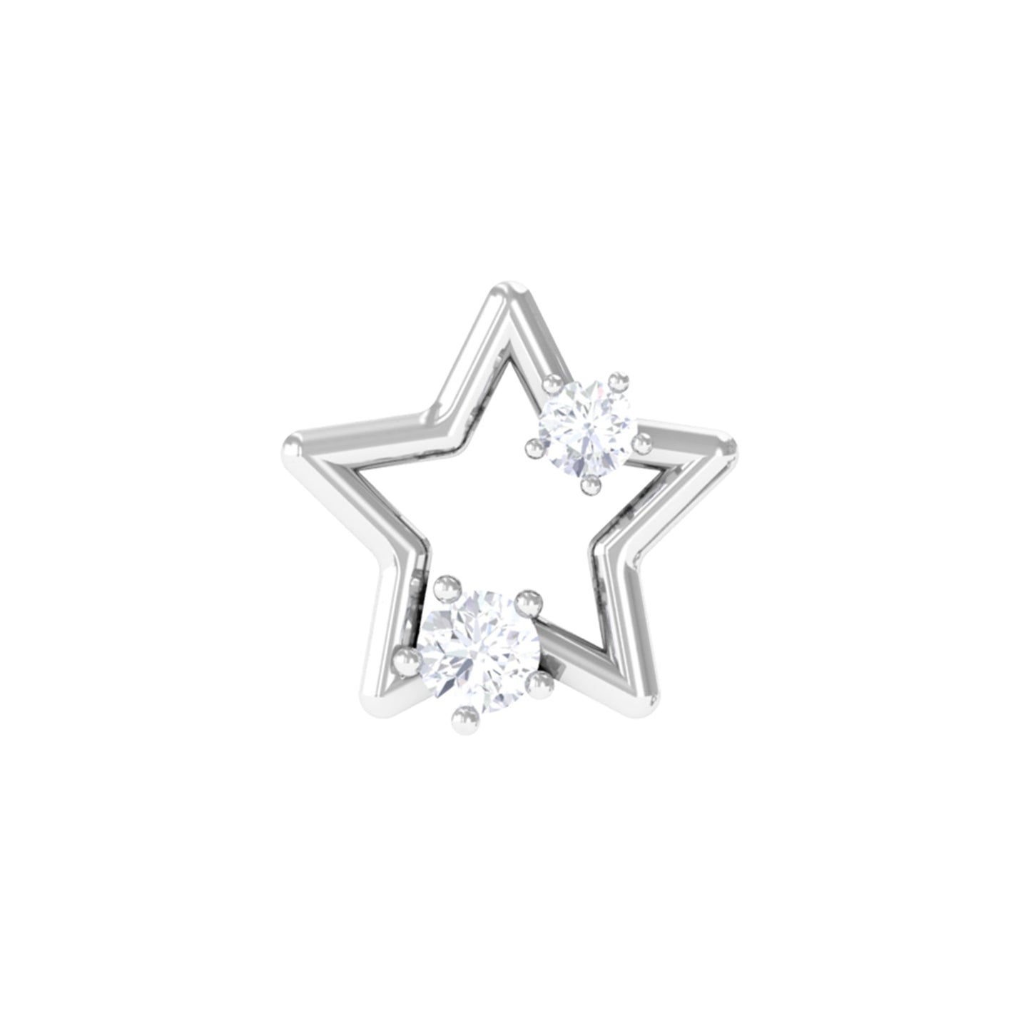 Certified Moissanite Star Shaped Earring for Upper Lobe Piercing
