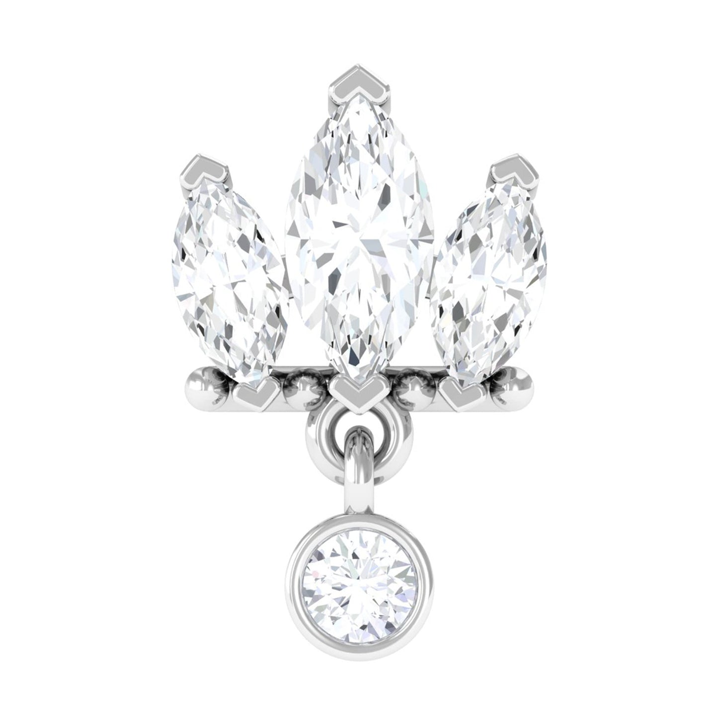 1/4 CT Marquise Moissanite Stud Drop Earring for Helix Piercing