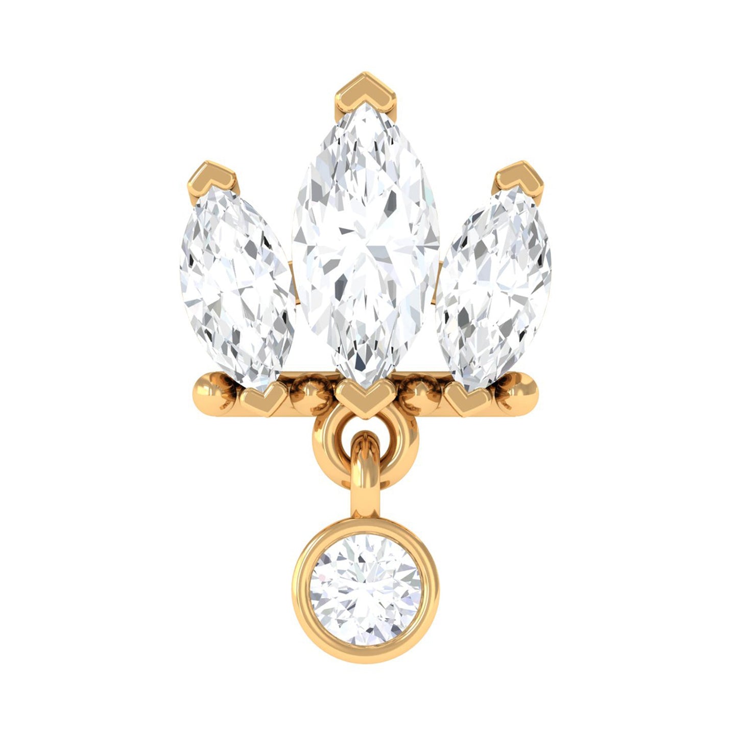 1/4 CT Marquise Moissanite Stud Drop Earring for Helix Piercing