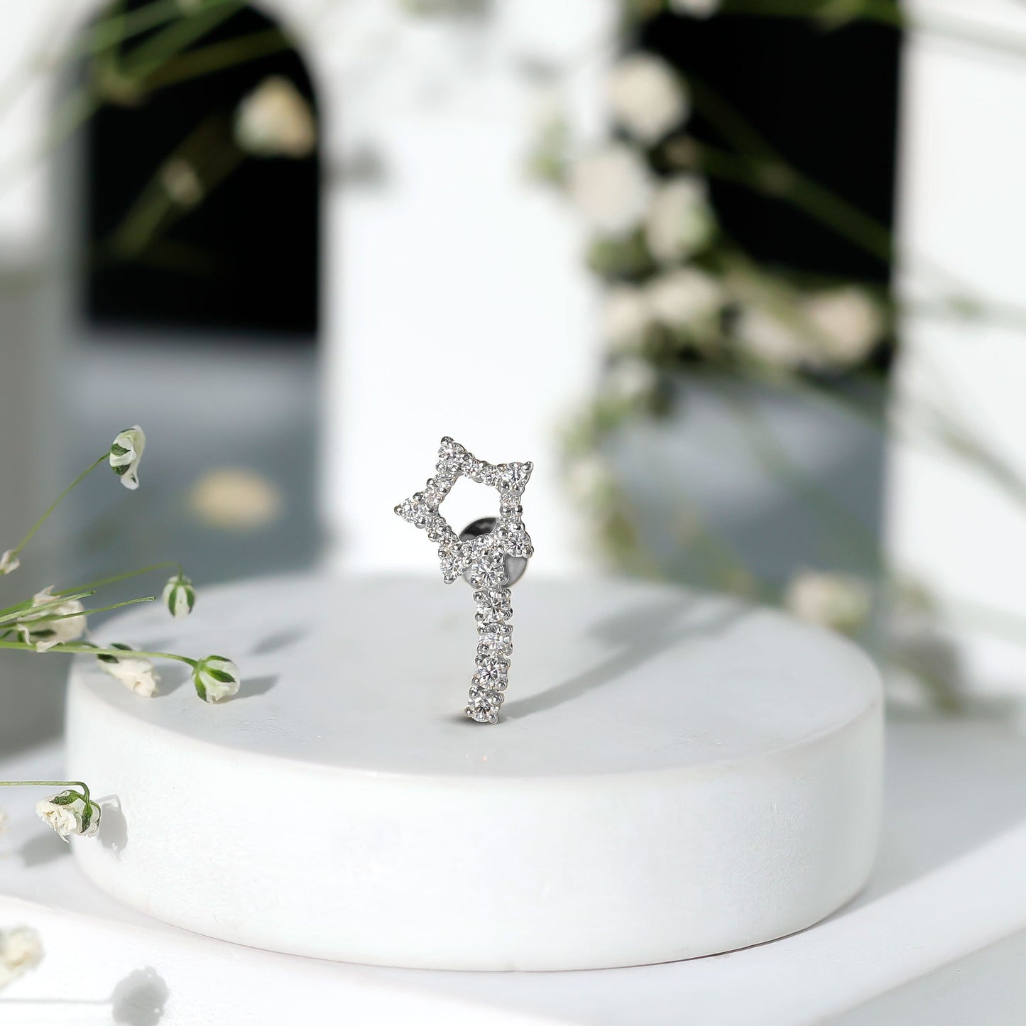 Certified Moissanite Shooting Star Cartilage Earring