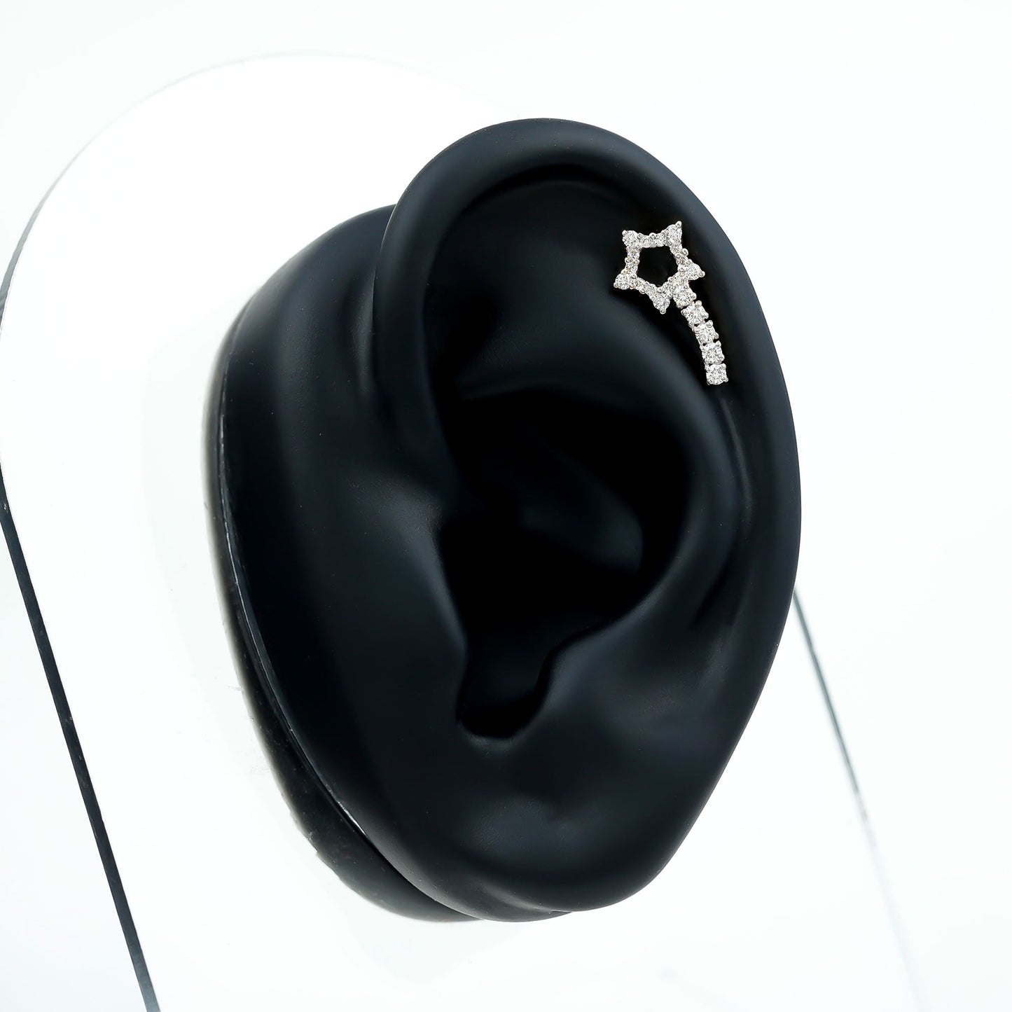 Certified Moissanite Shooting Star Cartilage Earring