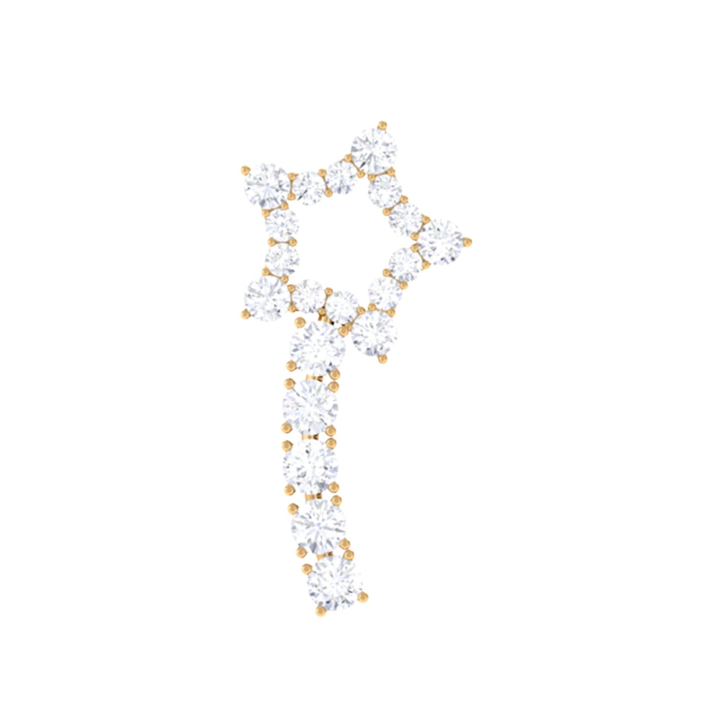 Certified Moissanite Shooting Star Cartilage Earring