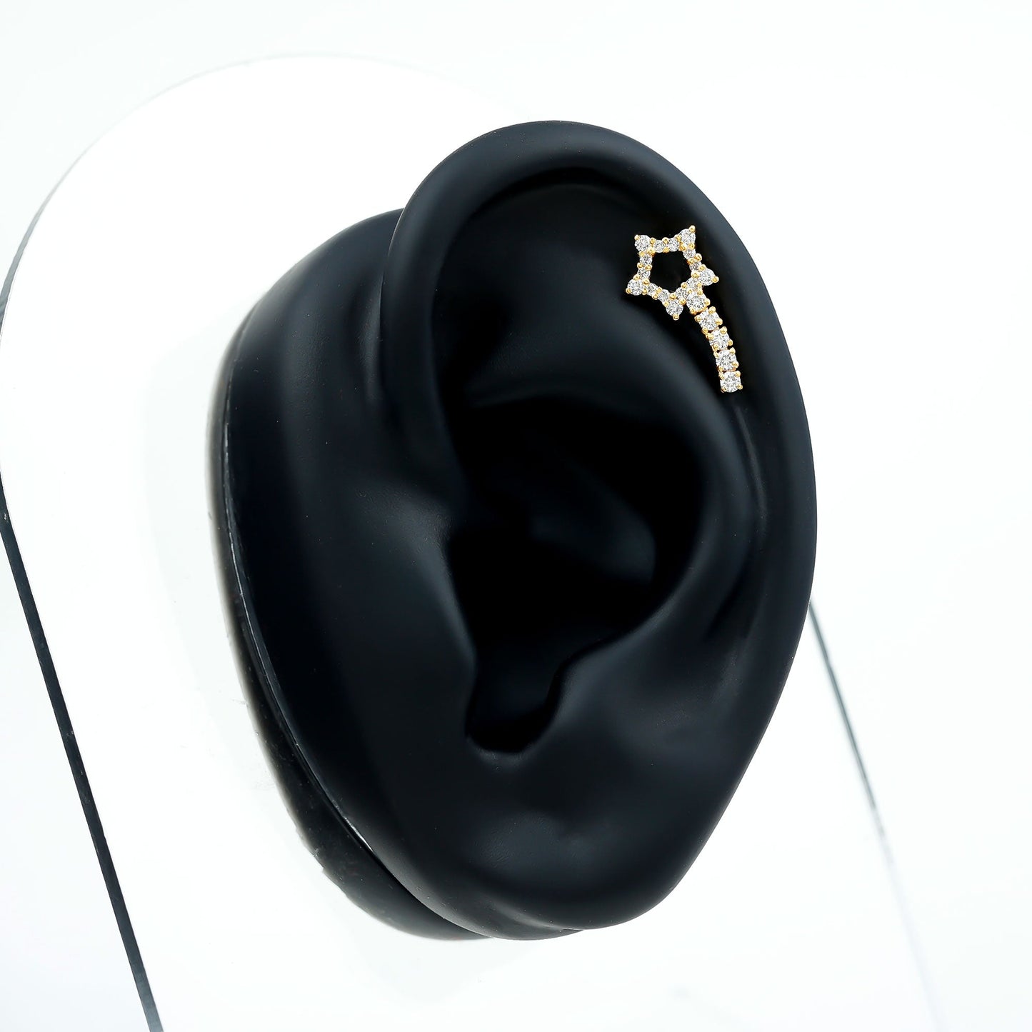 Certified Moissanite Shooting Star Cartilage Earring
