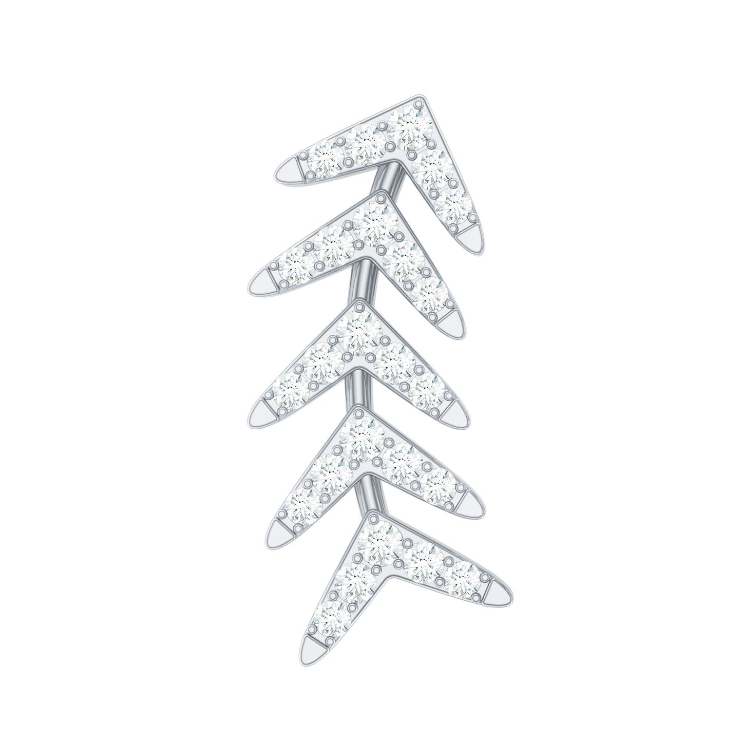 Certified Moissanite Leaf Crawler Earring for Helix Piercing