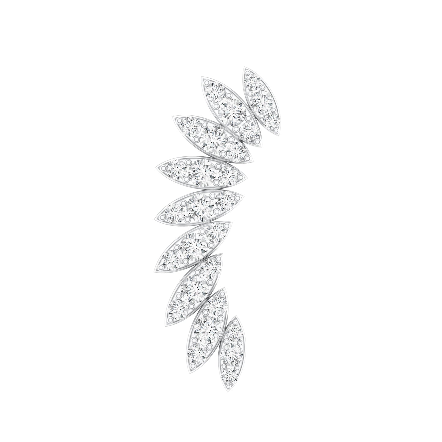 Certified Moissanite Feather Climber Cartilage Earring