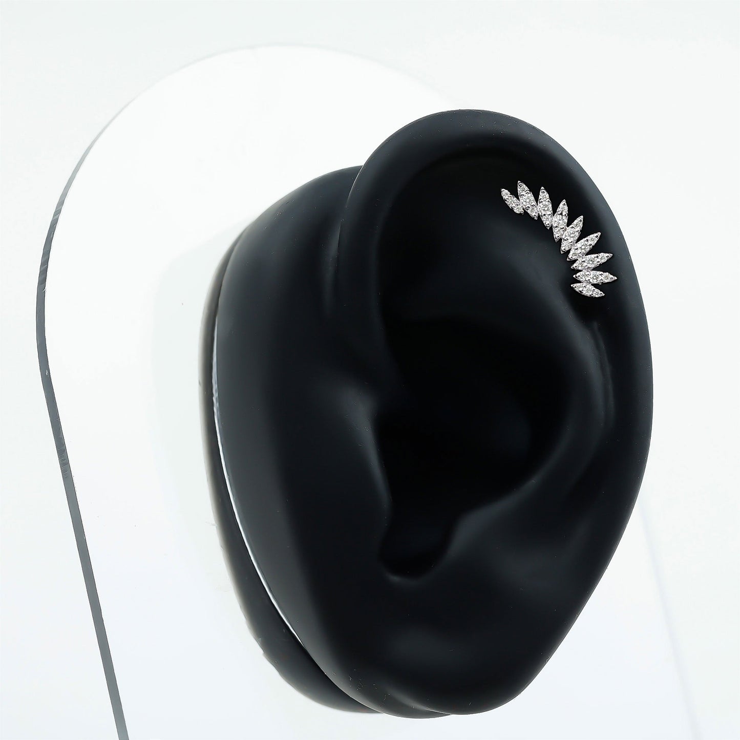 Certified Moissanite Feather Climber Cartilage Earring