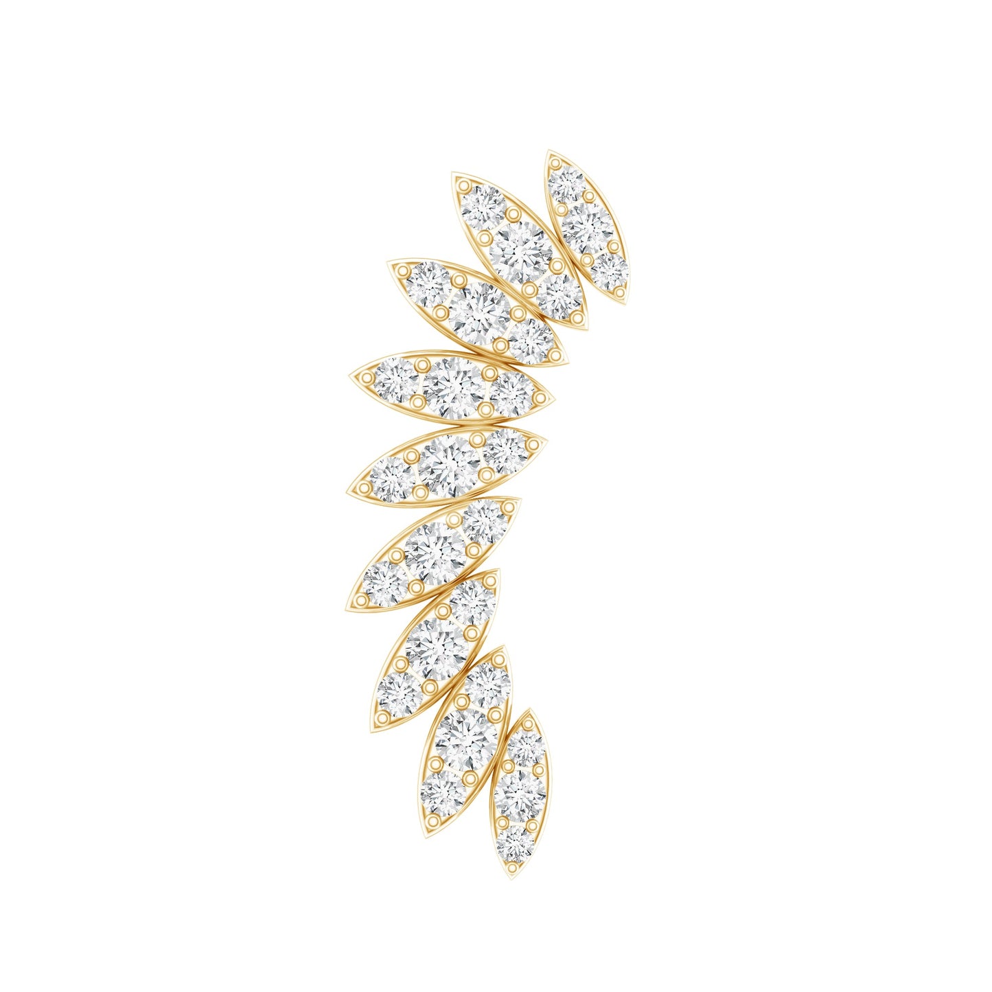 Certified Moissanite Feather Climber Cartilage Earring
