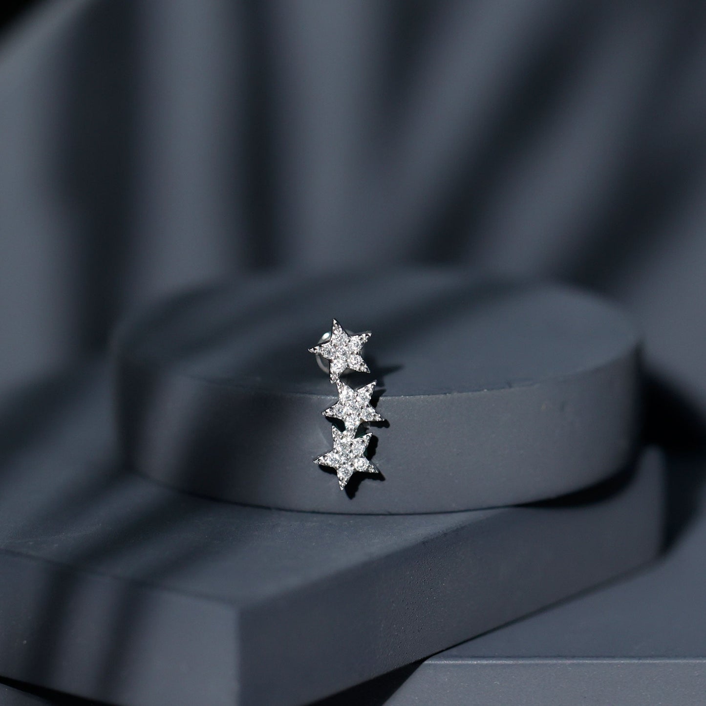 Certified Moissanite Star Ear Crawler Earring