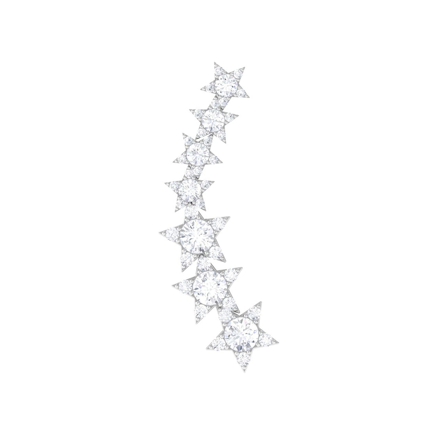 Moissanite Star Climber Earring for Cartilage Piercing