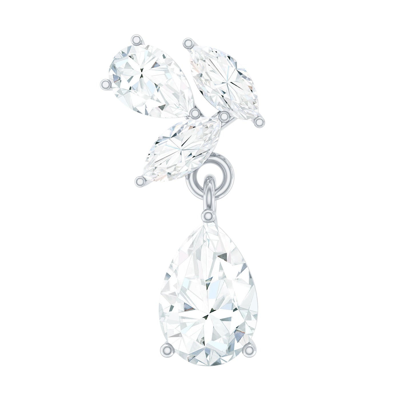 Natural Diamond Teardrop Cartilage Earring With Certificate
