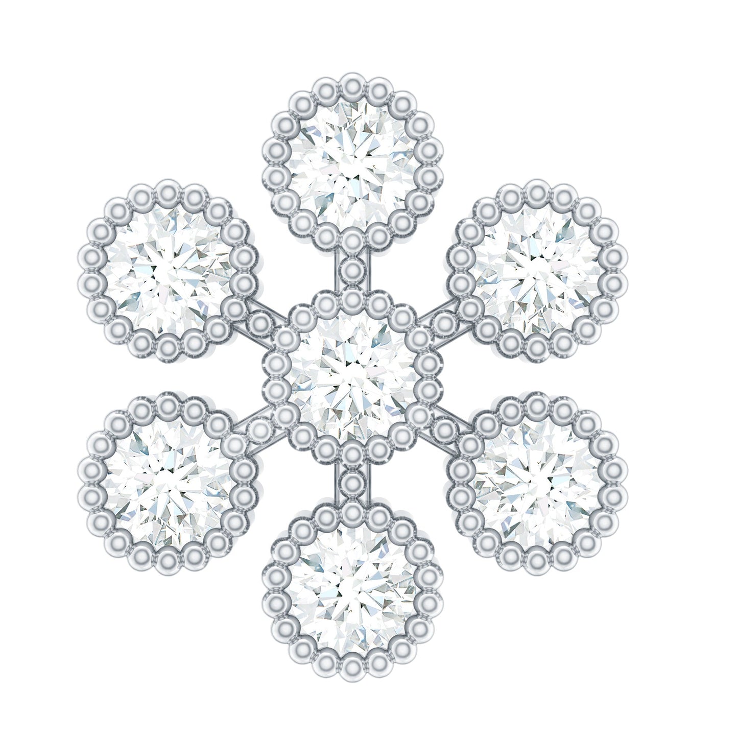 Moissanite Flower Cartilage Earring in Beaded Bezel Setting