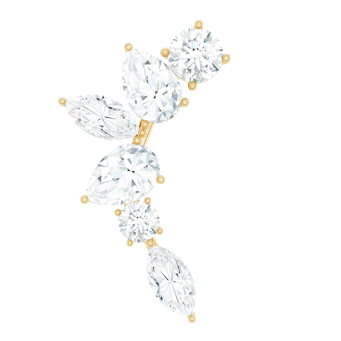 Certified Moissanite Curved Helix Earring for Women