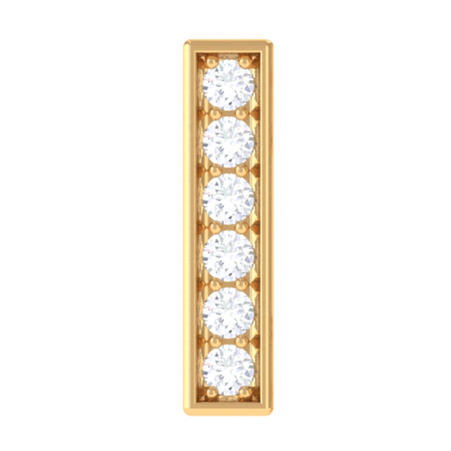 Round Moissanite Bar Earring for Cartilage Piercing