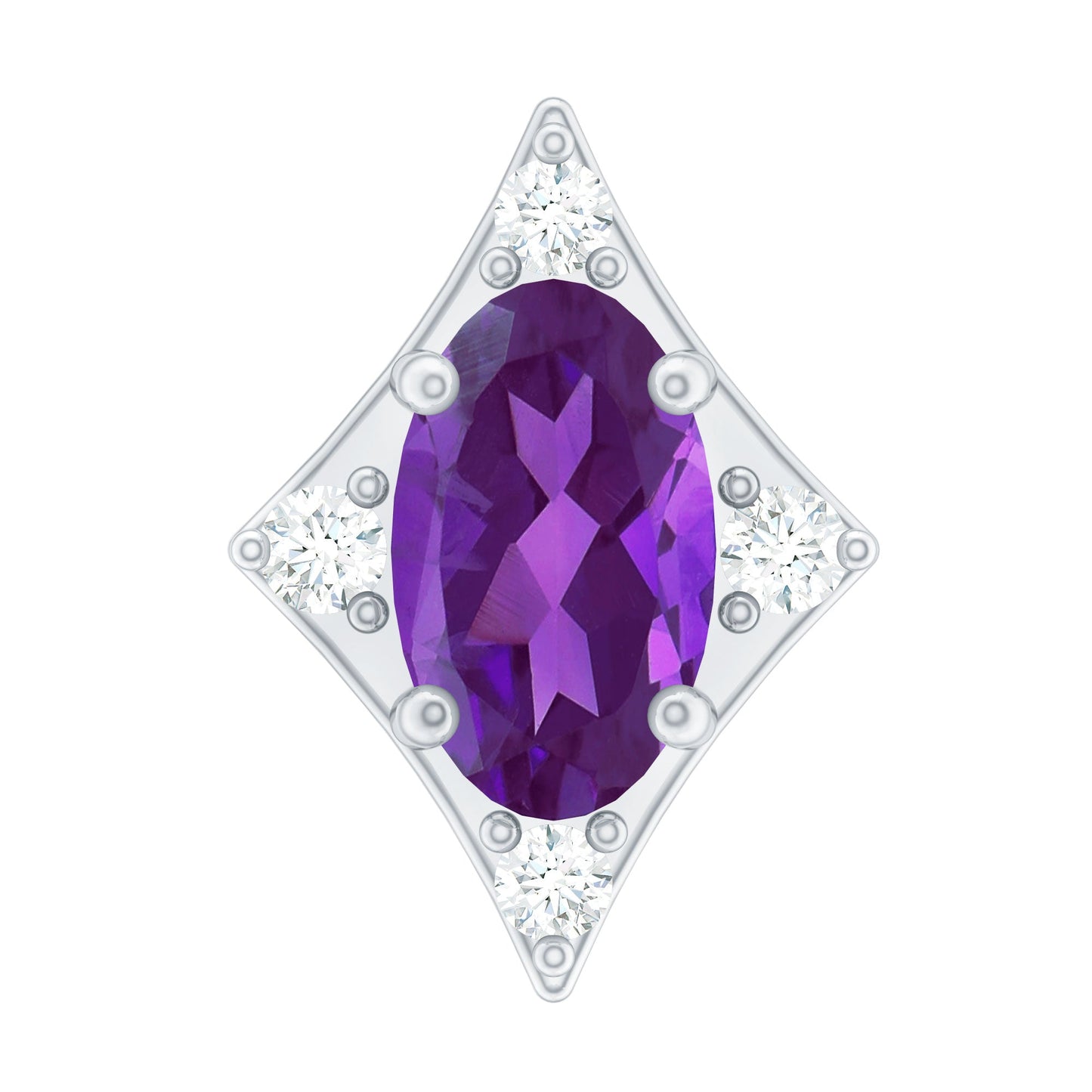 Oval Natural Amethyst Tragus Earring with Lab Grown Diamond