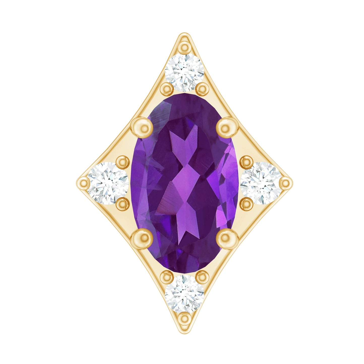 Oval Natural Amethyst Tragus Earring with Lab Grown Diamond