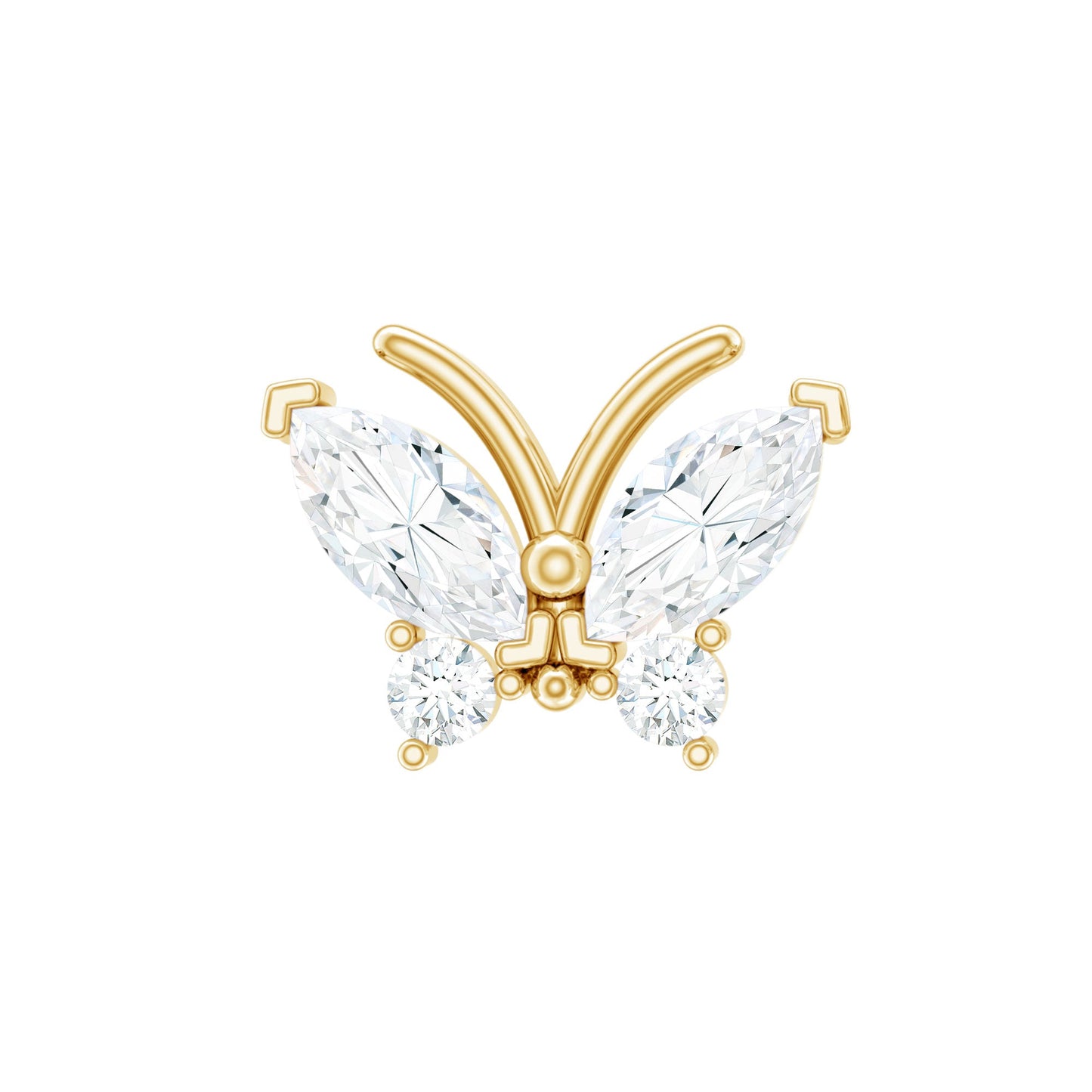 Natural Diamond Butterfly Earring for Helix Piercing