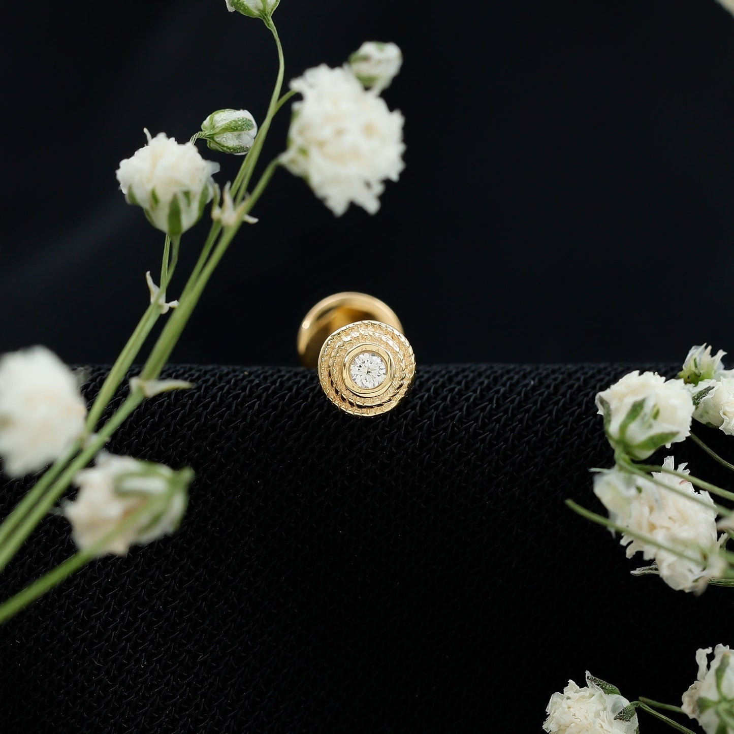 Minimal Diamond Conch Earring in Bezel Setting