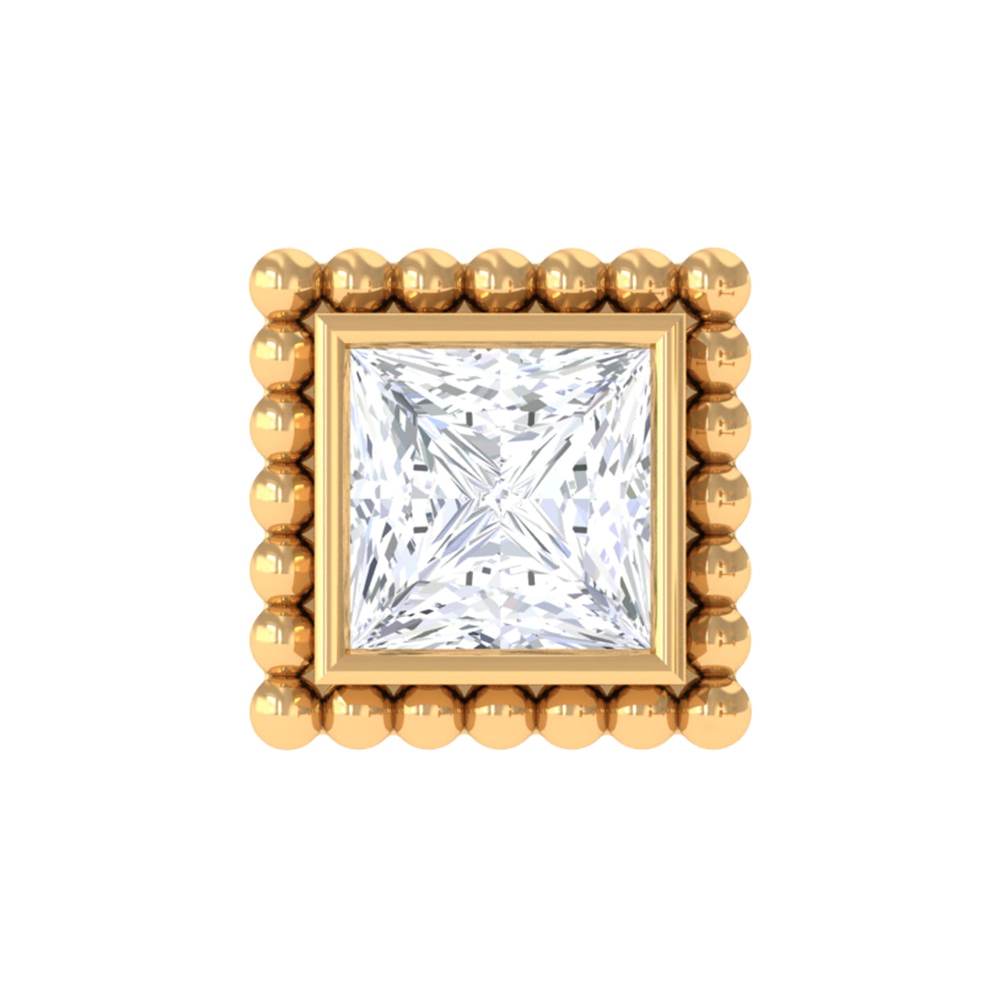 Princess Cut Moissanite Simple Helix Earring in Bezel Setting